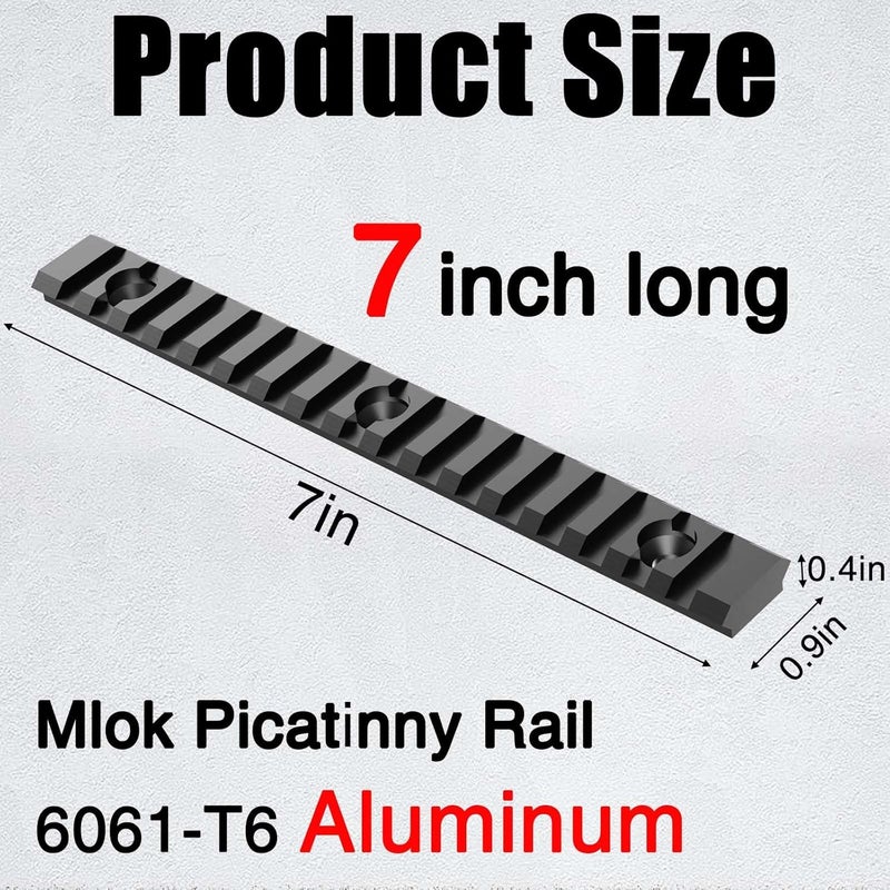 Ltnsimy ملحقات سكة بيكاتيني الألمنيوم 17/24/34 فتحة لـ Mlok، سكة توجيه قوية بطول 7/10/14 بوصة، سهلة التركيب والاستخدام، تأتي مع صواميل T و براغي و مفتاح سداسي - Image 2
